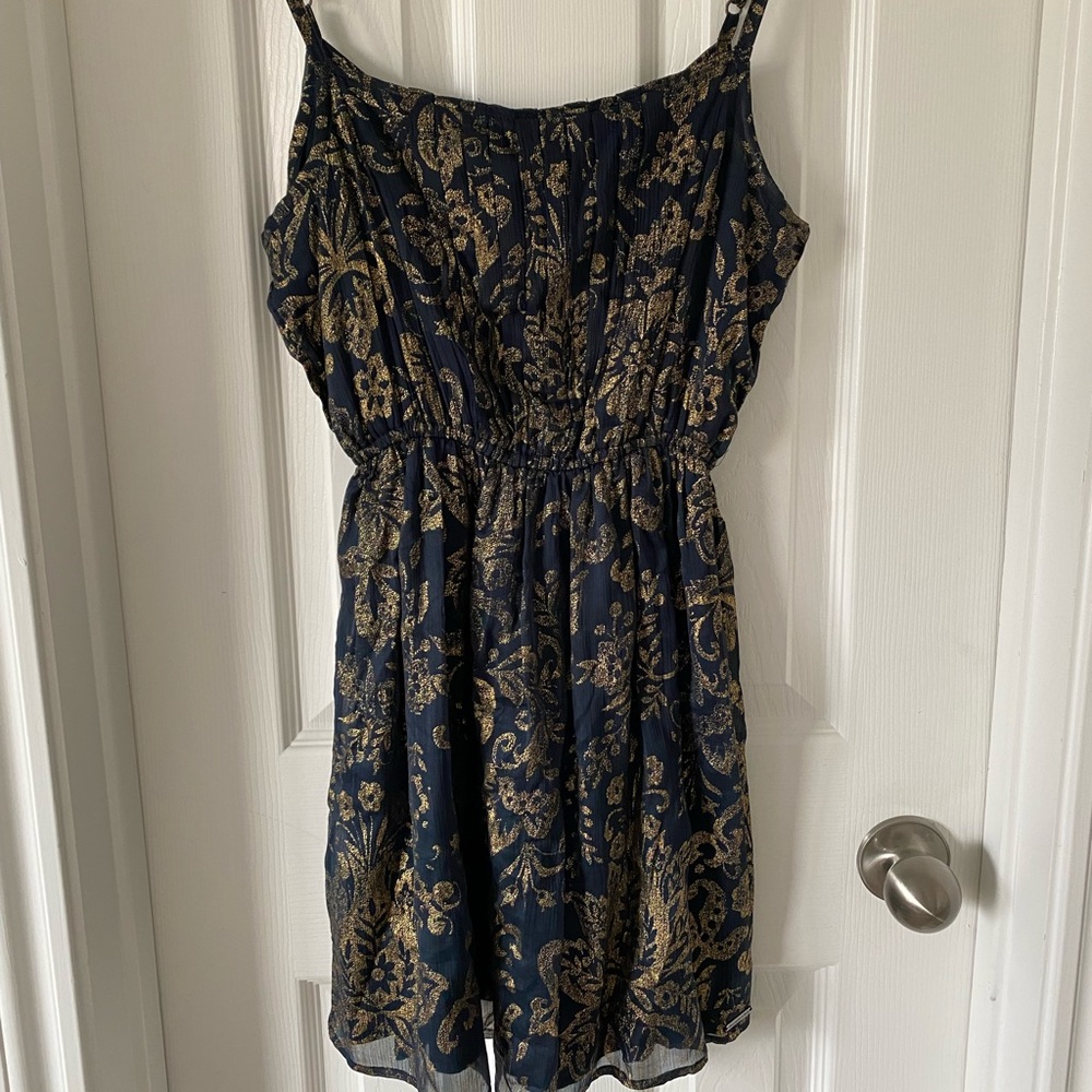 Abercrombie & Fitch Navy Gold Mini Dress